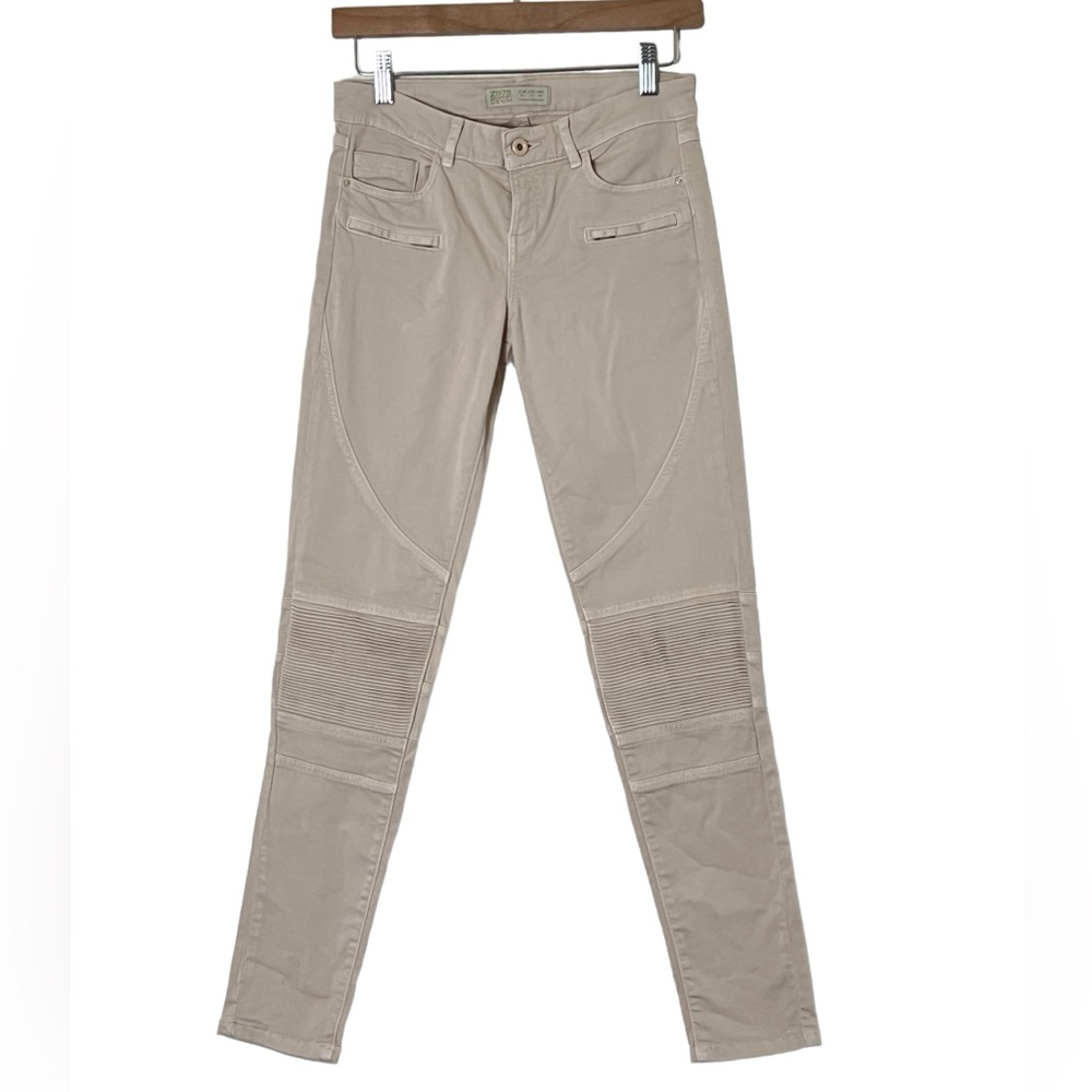 Zara | Light pink mid rise moto skinny jeans size 2